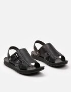  Papuci și sandale plate negre cu decupaje decorative cusături și catarame Alishapia