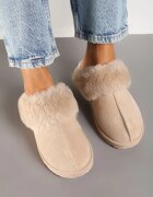  Papuci Slip-on Bej din Imitație de piele întoarsă cu Blană Boreti