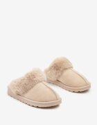  Papuci Slip-on Bej din Imitație de piele întoarsă cu Blană Boreti