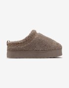  Papuci slip-on Bej închis cu platformă cu broderie decorativă Olisia