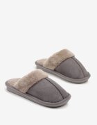  Papuci tip slip-on cu blană Clasici Gri Selomir