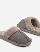  Papuci tip slip-on cu blană Clasici Gri Selomir