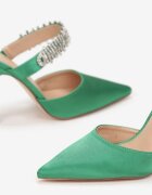  Papuci Verzi cu toc stiletto cu baretă decorativă și vârf ascuțit Gabryella