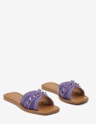  Papuci Violet cu Ornamente Metalice și Vârf Pătrat Xantiasa