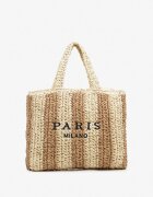 paris milano Geantă Bej Shopper De plajă cu Imprimeu Navirael