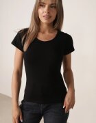 peigile T-shirt simplu din bumbac cu croială dreaptă și decolteu rotund Chaffello Negru