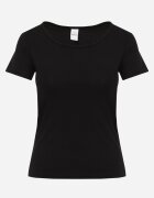 peigile T-shirt simplu din bumbac cu croială dreaptă și decolteu rotund Chaffello Negru