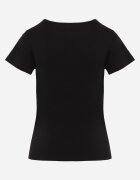 peigile T-shirt simplu din bumbac cu croială dreaptă și decolteu rotund Chaffello Negru