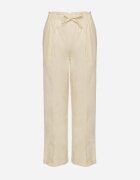 pesail Pantaloni bej deschis de bumbac cu talie înaltă și legătură decorativă Vilwia