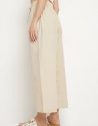 pesail Pantaloni Bej din bumbac Largi cu elastic și șnur în talie Faliova