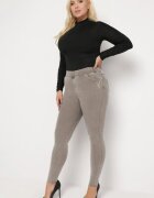 pesail Pantaloni Bej Skinny cu Talie Înaltă Naravatte