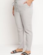 pesail Pantaloni Gri de stofă cu elastic în talie și șnur cu buzunare Hevissa