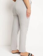 pesail Pantaloni Gri de stofă cu elastic în talie și șnur cu buzunare Hevissa