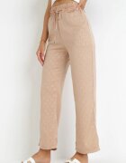 pesail Pantaloni Largi Bej Închis cu Elastic în Talie Moti