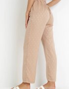 pesail Pantaloni Largi Bej Închis cu Elastic în Talie Moti