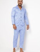  Pijama albastră deschisă de bumbac din 2 piese cu Cămașă și Pantaloni Lallitte