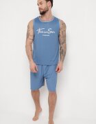  Pijama albastră din 2 piese cu maiou și pantaloni scurți largi Affevia