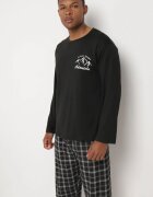  Pijama Neagră din 2 piese cu mânecă lungă și imprimeu și pantaloni cu elastic în talie Junco