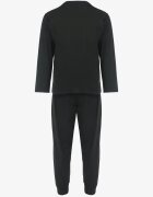  Pijama Neagră din 2 piese cu mânecă lungă și imprimeu și pantaloni cu elastic în talie Junco
