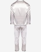  Pijama Satinată Gri Deschis Cămașă și Pantaloni Reoma
