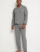  Pijamale din bumbac gri închis cu cămașă și pantaloni cu elastic în talie Ivamora