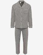  Pijamale din bumbac gri închis cu cămașă și pantaloni cu elastic în talie Ivamora
