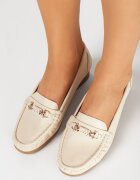  Półpantofi bej Stil mocasin cu toc pană cu ornament metalic Tolina