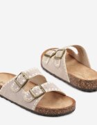 potocki Papuci Bej închis pe Talpă Groasă de Pluta cu Model Boho Odrielle
