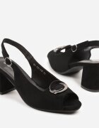 potocki Sandale Negre cu Ornament Metalic Tunesse