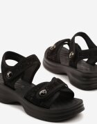 potocki Sandale Negre Din tweed cu talpă groasă în relief Odalnna