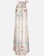 pretty Albă Rochie din satin cu flori cu legătură decorativă Fenasella