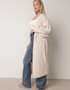 pretty Cardigan bej deschis lung cu mânecă bufantă Folote