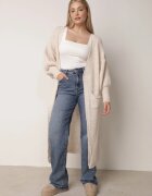 pretty Cardigan bej deschis lung cu mânecă bufantă Folote