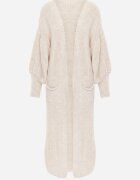pretty Cardigan bej deschis lung cu mânecă bufantă Folote