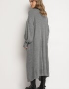 pretty Cardigan Gri Lung cu Mânecă Bufantă Folote