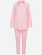 pretty Complet de muselină de bumbac Roz pal Cămașă cu mâneci reglabile și Pantaloni Janilene