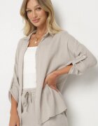 pretty Compleu bej din bumbac și muselină Cămașă cu mâneci reglabile și pantaloni Janilene