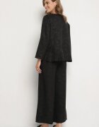 pretty Compleu Negru Bluză cu bază evazată și aplicație florală și Pantaloni largi Ravirisa