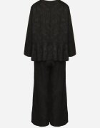 pretty Compleu Negru Bluză cu bază evazată și aplicație florală și Pantaloni largi Ravirisa