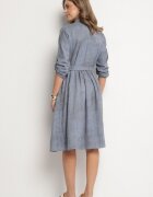 pretty Rochie Albastră cu croială de cămașă cu curea cu cataramă Evelmio
