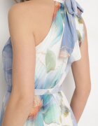 pretty Rochie Albastră cu Pliuri Legătură și Curea cu Cataramă Nitenna
