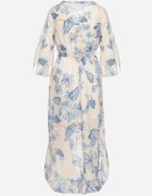 pretty Rochie Albastră de bumbac petrecută cu croi asimetric cu cordon de legat Niteira