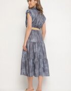 pretty Rochie Albastră Decorată Cu O Cureaua Împletită Și Cu Nasturi Filianea
