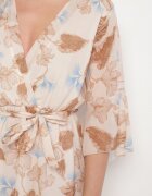 pretty Rochie Bej De Bumbac Petrecută cu Croială Asimetrică și Cordon Legat Niteira