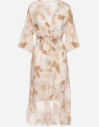 pretty Rochie Bej De Bumbac Petrecută cu Croială Asimetrică și Cordon Legat Niteira