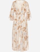 pretty Rochie Bej De Bumbac Petrecută cu Croială Asimetrică și Cordon Legat Niteira