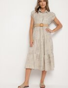 pretty Rochie Bej deschis Decorată cu Curea împletită și nasturi Filianea
