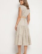 pretty Rochie Bej deschis Decorată cu Curea împletită și nasturi Filianea