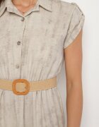 pretty Rochie Bej deschis Decorată cu Curea împletită și nasturi Filianea