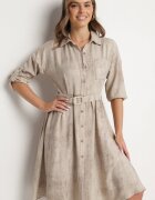 pretty Rochie Bej tip cămașă cu curea cu cataramă Evelmio